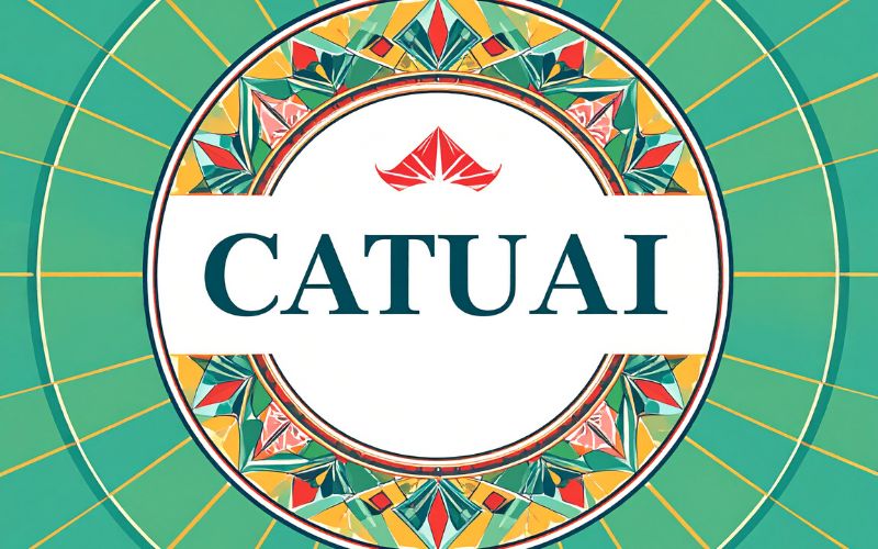 A dense, compact Catuai coffee plant, heavily loaded with either red or yellow cherries.