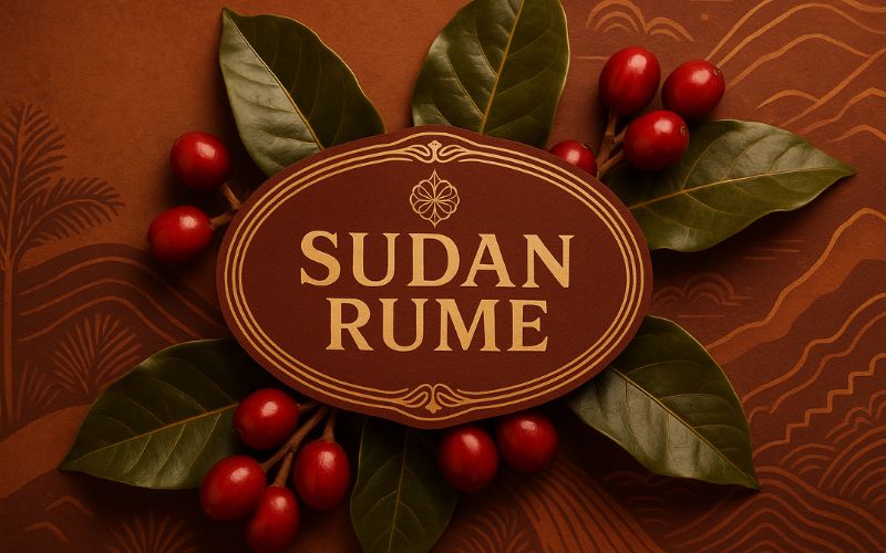 The distinctive, uniform, and slightly elongated cherries of the Sudan Rume variety.