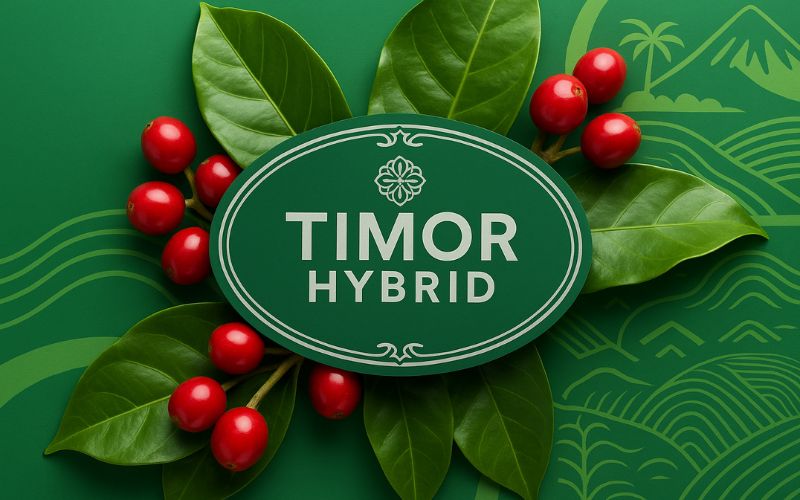 A Timor Hybrid coffee plant, showcasing its robust nature and healthy green leaves.